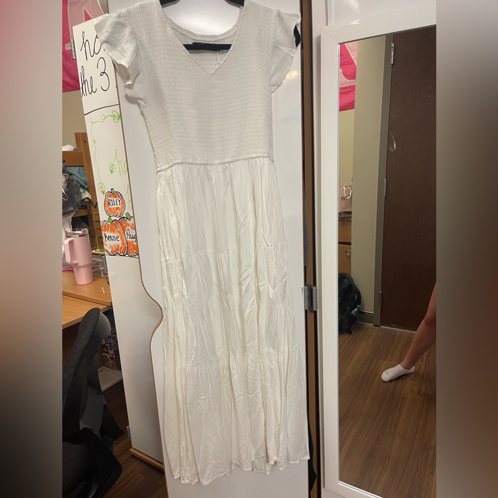 White ankle length dress